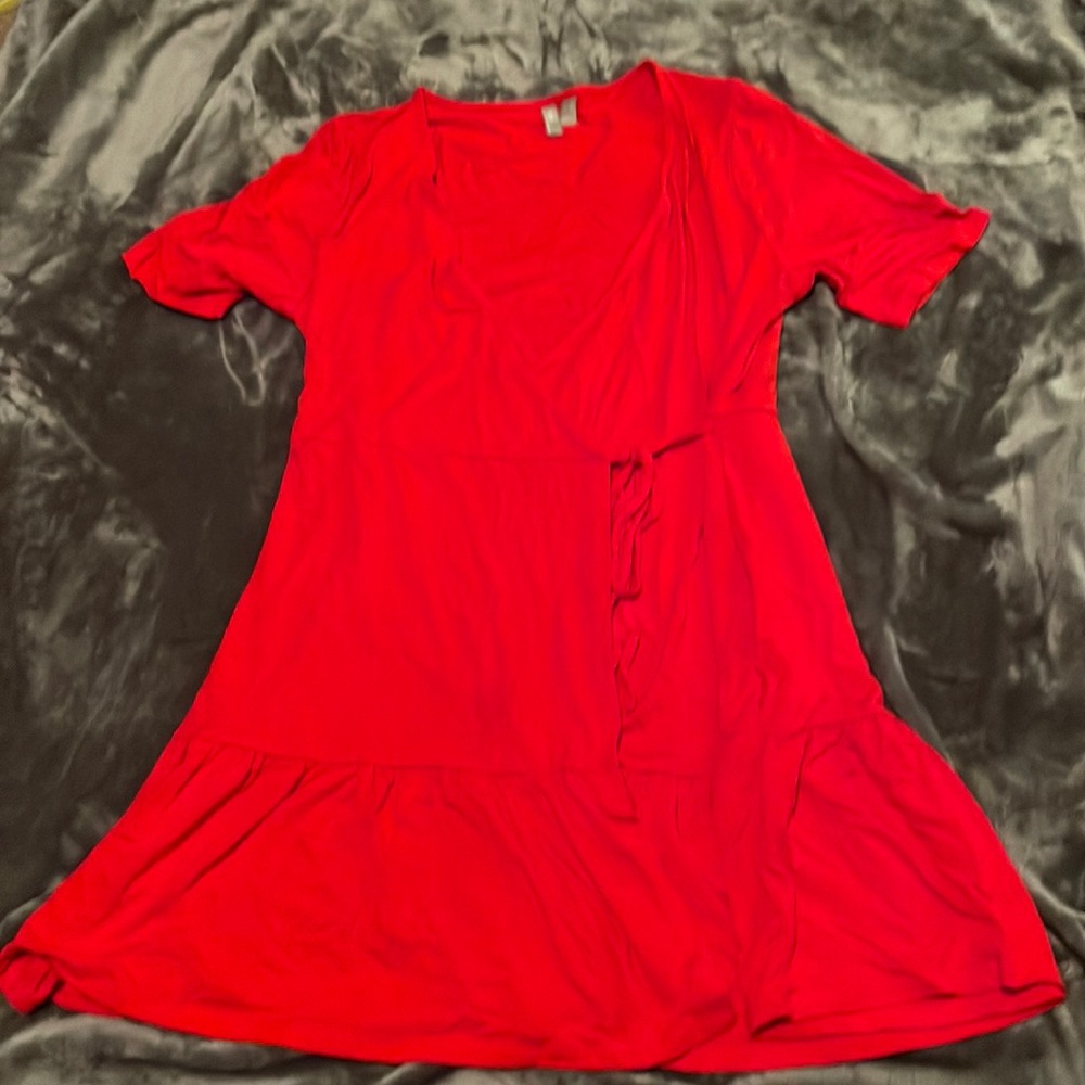 Red wrap dress